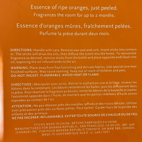 NWOT Banana Republic Mandarin Diffuser, comes with 12 oz, 340g. - Picture 7 of 9